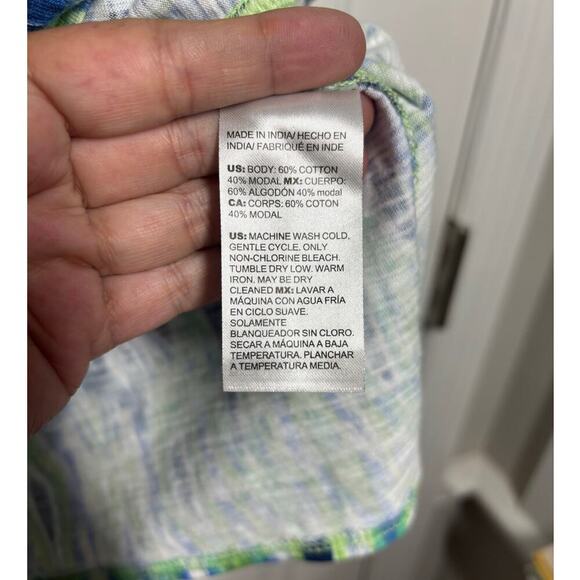 Chicos Women 1 Blue Green Tank V Neck Hi Low Top Casual Summer Spring - Picture 2 of 7